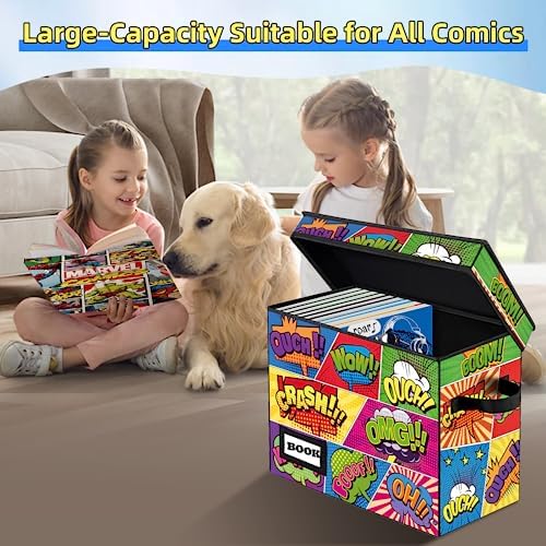 5 Pack Collection Comic Book Storage Boxes, Protector Organizer 15.8" X 7.8" X 11.8" Collapsible Short Box Holds 160-180 Comic Book Heavy Duty Bin Container Holder Shelf - Image 2
