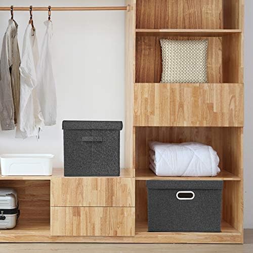 TYEERS Large Collapsible Storage Bins with Lids, Organization Bins for Closet Storage, Clothes Storage, Folding Storage Box with Lids for Home Office Storage - 3 Pack - Black - Image 4