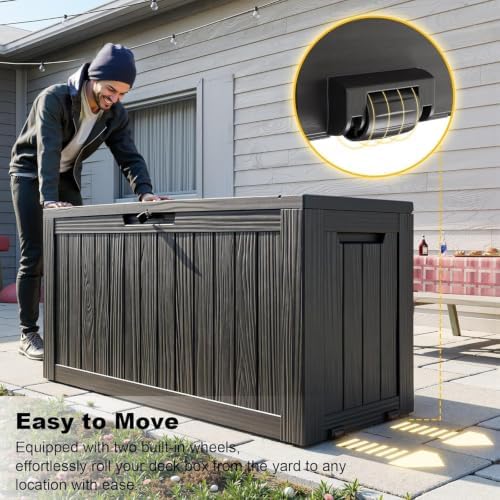 Vixzen 75 Gallon Deck Boxes Outdoor Waterproof, Resin Lockable Storage Box for Patio Cushions Storage Furniture, Garden Tools, Pool Supplies, Weatherproof and UV Resistant (Black, 75 Gallon) - Image 3