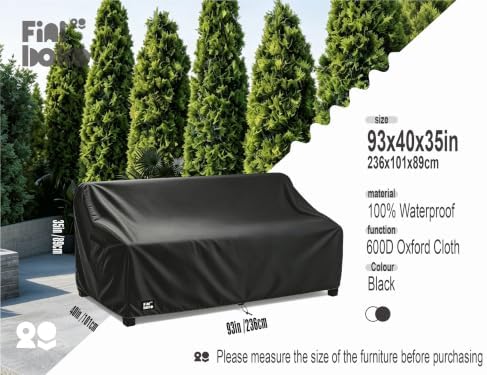 3-Seater Outdoor Sofa Cover, 93Wx40Dx35H inches Outdoor Furniture Covers Waterproof,100% Waterproof Heavy Duty Patio Furniture Covers,Black Minimalism Style Outdoor Couch Cover - Image 2