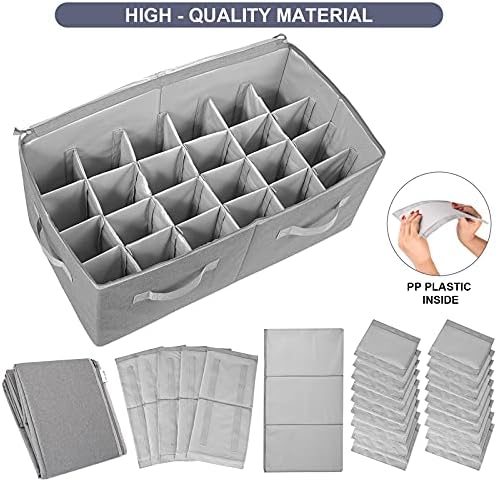 Moteph Shoe Organizer Closet Storage Solution with Clear Cover & Adjustable Dividers for Shoes, Handbags, Blankets, Linen, Clothing (Large - 24 Pairs, Grey) - Image 3