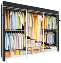 ULIFHOME E14C Pro Heavy Duty Closet Organizer System，Freestanding Clothing Racks for Hanging Clothes，Adjustable Garment Rack 69" W × 16" D × 77" H Hold 960 lbs，White Rack with Black Dustproof Cover by UlifHome