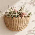 Scalloped Wall Basket, Wicker Wall Baskets, Hanging Wicker Basket, Handwoven Wall Mounted Storage Basket - 15.76 x 10 x 7 Inch, for Bathroom Bedroom Kitchen Entryway Decor by Unknown