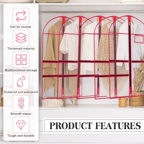 FoldTier 8 Pcs Clear Dance Costume Garment Bags for Dancers, 40 Inch, Pink - Image 4