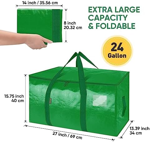 BALEINE 8-Pack Oversized Moving Bags with Reinforced Handles, Heavy-Duty Storage Tote for Clothes, Moving Supplies (Light Green, 8-Pack) - Image 2