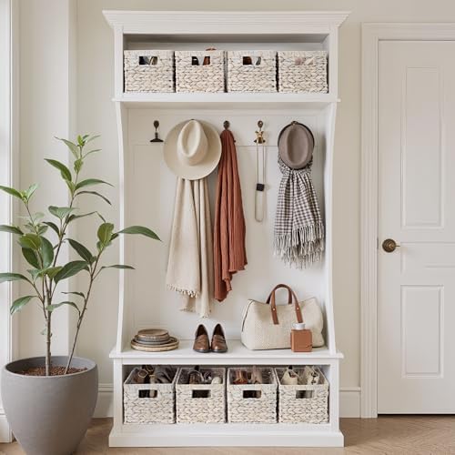 StorageWorks Wicker Storage Baskets for Shelves,White Wicker Baskets,2-Pack - Image 5
