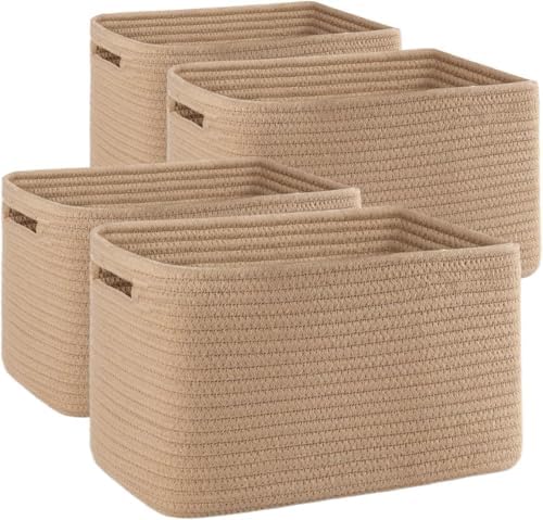 OIAHOMY 4 Pack Storage Baskets for Organizing 15L Cube Storage Bins Yellow by MasterofSpaceOptimization