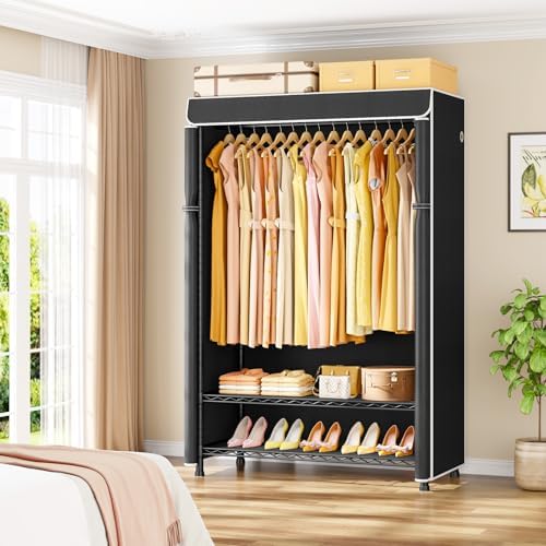 ULIFHOME H5C Plus Clothes Rack with Cover, Covered Clothing Rack Heavy Duty - Image 2