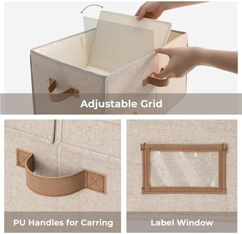 StorageWorks Large Decorative Storage Boxes with Lids, Light Brown - Image 3
