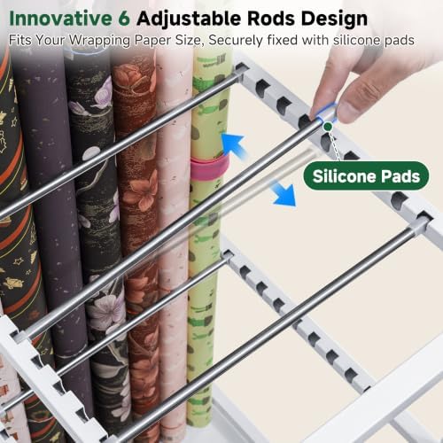 Aquzee Wrapping Paper Storage, Wrapping Paper Cart with Drawer - Image 4