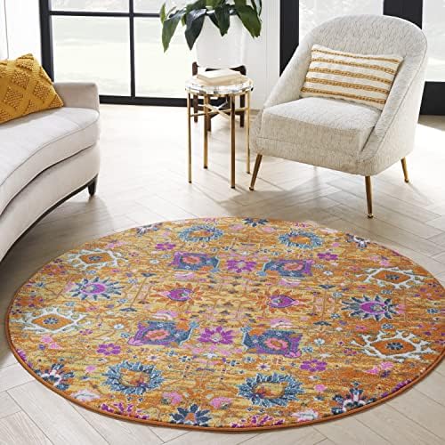 Nourison Home Passion Sunburst 5'3" x Round Area Rug, Boho, Moroccan, Bed Room, Living Room, Dining Room, Kitchen, Easy Cleaning, Non Shedding, (5' Round) by NourisonHome