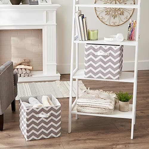 DII Non Woven Polyester Storage Bin, Chevron, Gray, Large Set of 2 - Image 4