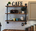 DR.IRON Industrial Pipe Shelves Wall Shelving Rustic Wood Shelf Storage Shelves 3 Tiers Wall Mount Pipe Design DIY Shelf Retro Wall Shelving (Black, 24" L) by DR.IRON