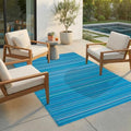 FH Home Outdoor Rug - Waterproof, Fade Resistant, Reversible - Premium Recycled Plastic - Striped - Large Patio, Deck, Sunroom, Camping, RV - Havana - Turquoise Crease Free - 6 x 9 ft by FHHome