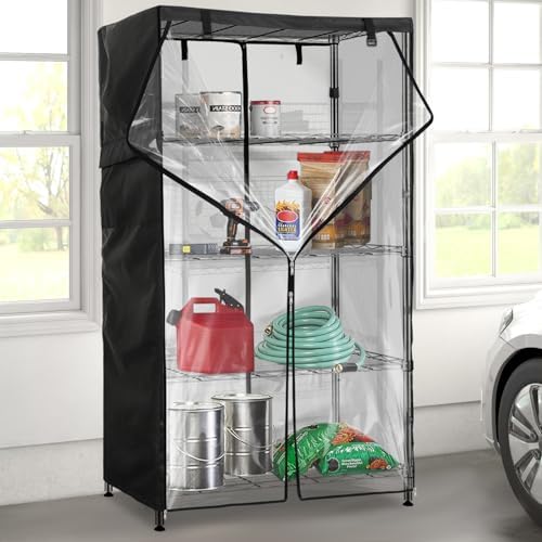 Wire Shelf Cover,600D Heavy Duty 100% Waterproof Shelf Covers for Wire Shelving,Outdoor Storage Shelves Cover for Metal Rack,48" W x 18" D x 82" H,Black with Clear Front - Image 2