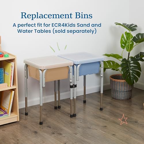 ECR4Kids Stackable Square Bins with Non-Snap Lids, Multipurpose Organization, Sand, 2-Pack - Image 5