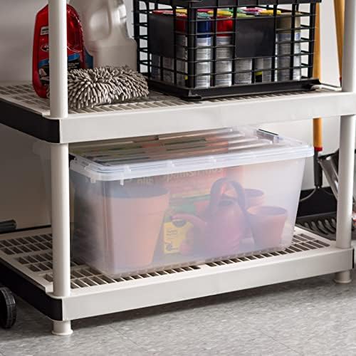 IRIS USA 68 Qt. Large Storage Bin with Buckle Down Lid, 2-Pack, Sturdy and Versatile Organizer Utility Tote Container Box for Seasonal Clothes Blankets Decoration Long Term Storage, Clear - Image 5