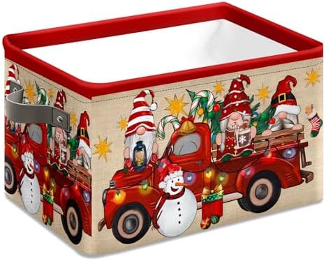Christmas Baskets,Christmas Dwarf Foldable Storage Bins with Handles, Decorative Cloth Organizer Storage Boxes 2 2piece - Image 3