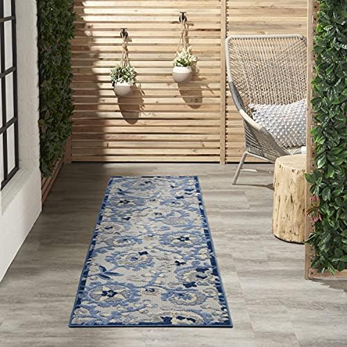 Nourison Home Aloha Blue Grey 2'3" x 8' Area Rug - Easy Clean, Non Shedding, Bed Room, Living Room, Dining Room, Kitchen (8' Runner) by NourisonHome