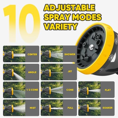 Retractable Garden Hose Reel, 1/2" x 130ft Wall Mount Heavy Duty Automatic Hose Reel with 10 Pattern Nozzle, Any Length Lock & Slow Return System, 180°Swivel Bracket Upgraded UV Resistant,Yellow - Image 3