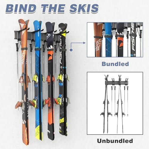 WALMANN Garage Storage Organization Wall Ski Rack 8 Pairs of Skis - Image 5