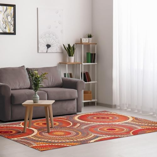 Liora Manne Marina Low Profile Durable Indoor/Outdoor Woven Rug- Circles Saffron 2'7" x 4'3" - Image 5