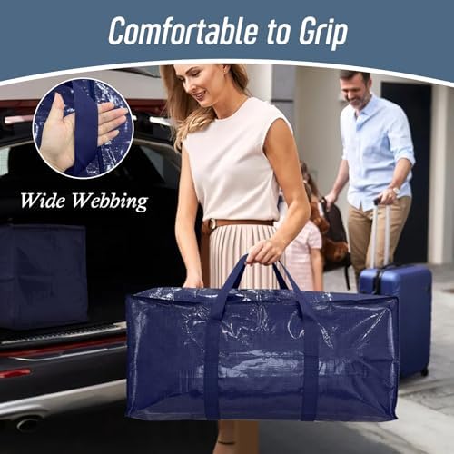 12 Pack Extra Heavy Duty Large Moving Bags with Strong Zipper, Dark Blue - Image 6