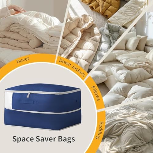 DIMJ Comforter Storage Bag 4 Pack - Blanket Storage Organizer Compression Bags, Large Capacity Ultra Space Saving Self Compression Organize for Bedding, Pillow, Duvet, Sheet Storage with Zipper Window - Image 5