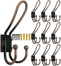 WEBI Coat Hooks Wall Mount,5 mm Thick,10 Large Rustic Triple Hooks,Heavy Duty Metal Vintage Backpack Wall Hooks for Hanging Clothes,Robe,Towel,Closet,Farmhouse,Mudroom,Antique Copper by WEBI