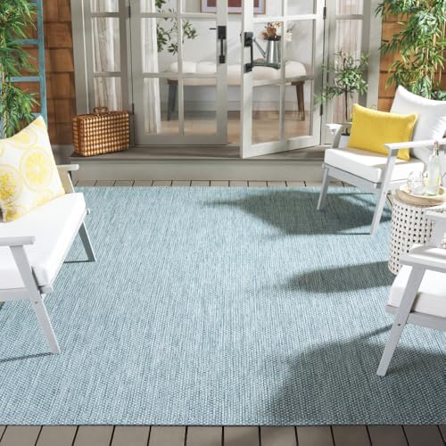 SAFAVIEH Courtyard Collection CY8521 Indoor/ Outdoor splashpoof Easy scrubbing Patio Backyard Mudroom Area-Rug, 9' x 12', Aqua/Grey by Unknown