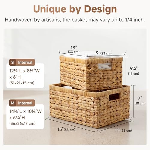 StorageWorks Wicker Storage Baskets for Shelves, Hyacinth Baskets, 2-Pack - Image 3