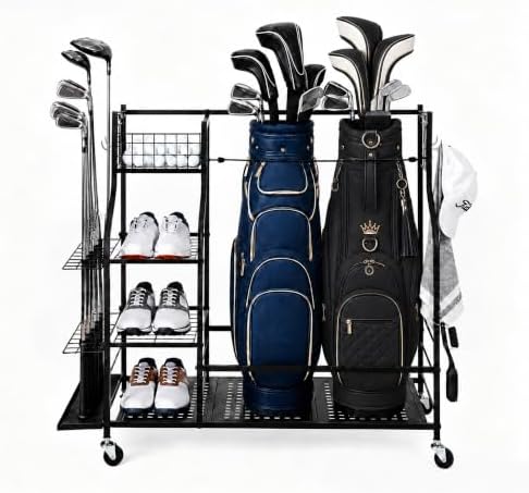 DuraMax Golf Bag Storage Rack for Garage with Wheels, Golf Bag Organizer, Golf Club Storage Rack, Golf Bag Stand, Golf Storage Organizer by DuraMax