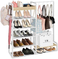 2-in-1 White Shoe Rack for Closet with Purse Organizer, 5-Tier by SimpleandNeatLife