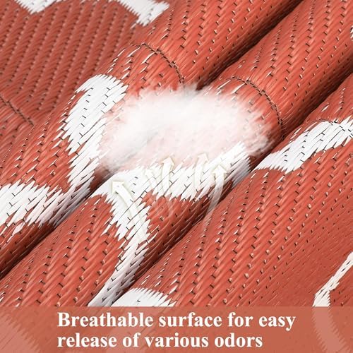 Outdoor Patio Rug 10x20 Outdoor Rug Trellis Plastic Straw Rugs for Patio Reversible Mat Waterproof Camping Rugs for RV Beach Deck Picnic Backyard Porch Easy Clean Floor Cover, Orange - Image 6