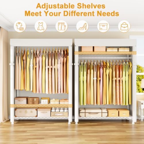 ULIFHOME H5C Max Clothes Rack with Cover, Covered Clothing Rack Heavy Duty - Image 4