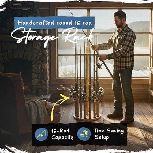 Rush Creek Creations Round Fishing Rod Holder for Garage, Tackle Box,16-Rod (Pack of 6) - Image 2
