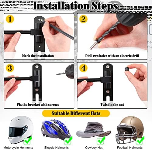 Shimeyao Motorcycle Helmet Holder Wall Mount, Metal Helmet Hanger - Image 4