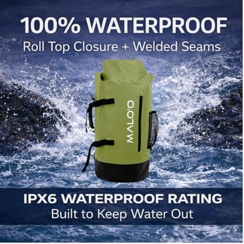 Malo’o 45L Waterproof Dry Bag Backpack – Heavy Duty Roll Top Fishing & Beach Backpack, IPX6 Water Resistant Gear Bag for Kayaking, Camping, Surf, Travel & Outdoor Adventure - Image 3