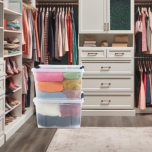 4-Pack 32 L Wheeled Clear Plastic Storage Latch Boxes with Lids - Image 6