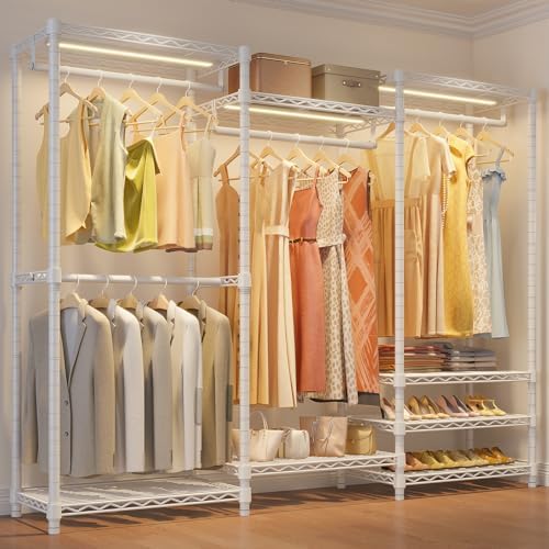 VIPEK V5L Garment Rack Heavy Duty with Dimmable LED Lights, 3000K Warm White, Portable Closet Wardrobe Freestanding Metal for Hanging Clothes, Max Load 890lbs by VIPEK