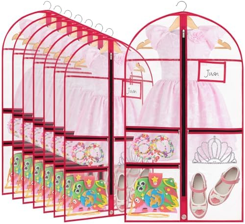 FoldTier 8 Pcs Clear Dance Costume Garment Bags for Dancers, 40 Inch, Pink by FoldTier