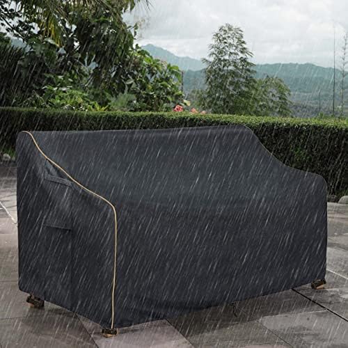 Patio 3-Seater Sofa Cover,Outdoor Couch Cover Fits up to 76W x 32.5D x 33H Inches,100% Waterproof Heavy Duty Patio Furniture Covers,Black - Image 5