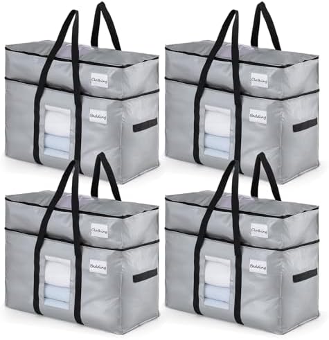 TAILI 2 Tier Moving Bags,4 Pack Silver Storage Bags with Visible Window by TAILI