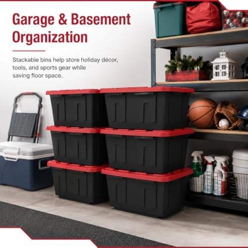 (6-Pack) 27 Gal Stackable Storage Bins with Locking Lids, Garage & Basement - Image 2