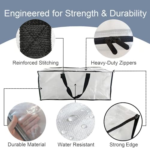 8 Pack Heavy Duty Moving Bags Extra Large Packing Bags, Clear - Image 4