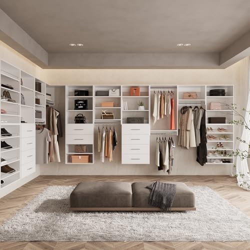 ROOMTEC 22.5" Double Hanging Closet Unit, Modular Closet System with Hanging Rod, Wardrobe Organizer for Bedroom or Walk-in Closet, Wall Mounted, Customizable Clothes Storage Unit, White - Image 6