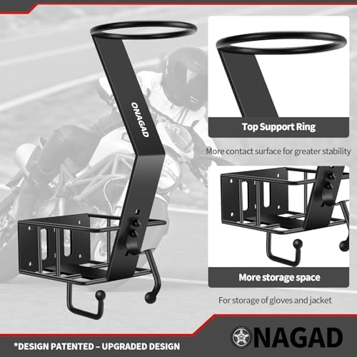 Wall Mount Motorcycle Helmet Rack with Gloves Tray, Chin Strap Fixing Hook - Image 3