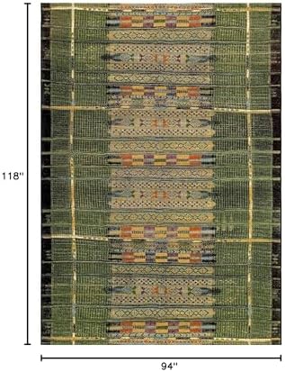 Liora Manne Marina Low Profile Durable Indoor/Outdoor Woven Rug- Tribal Stripe Green 7'10" x 9'10" - Image 2