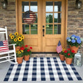 MUBIN Cotton Buffalo Plaid Rug, 4' x 6' Navy Blue White Outdoor Rug Decorative Mat, Washable Large Doormat Hand-Woven Foldable Area Rug for Outdoor Patio Indoor Living Room Dining Room Kitchen by MUBIN
