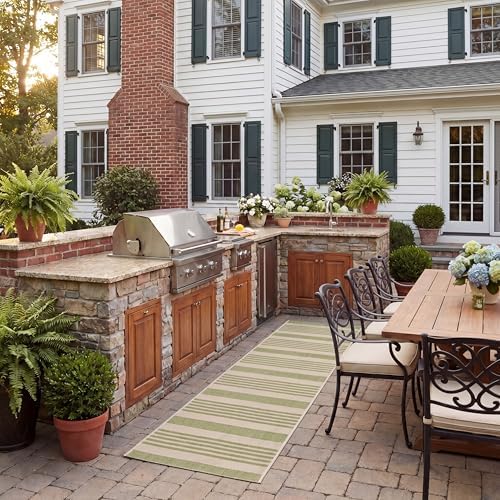 SAFAVIEH Washable Rug Outdoor Courtyard Collection - 2'3" x 20' Runner, Beige & Sweet Pea, Non-Shedding & Easy Cleaning, Ideal for Patio, Entryway, Mudroom, Hallway, Kitchen (CY6062-218) by Unknown